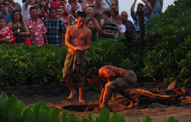 Old Germaine's luau in Maui - preparing the imu