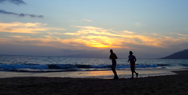 Sunset runners in Kihei, Maui