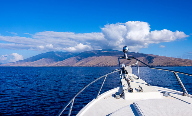 Looking towards the West Maui mountains from a boat
